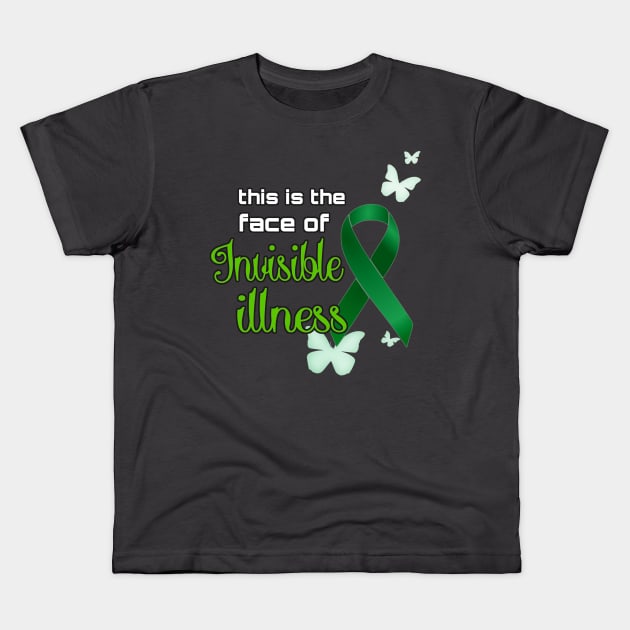 Green Ribbon Invisible Illness Kids T-Shirt by AlondraHanley